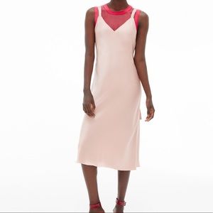 NWT Helmut Lang Double Strap Satin Slip Dress Pink